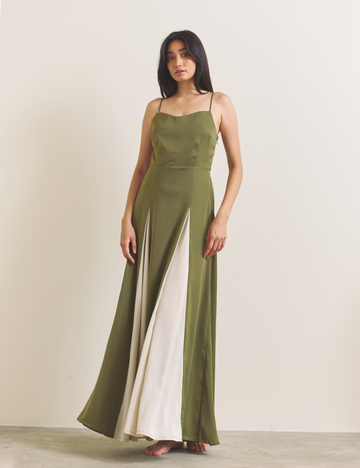 Rich Satin Bloom dress / 抹茶(matcha)