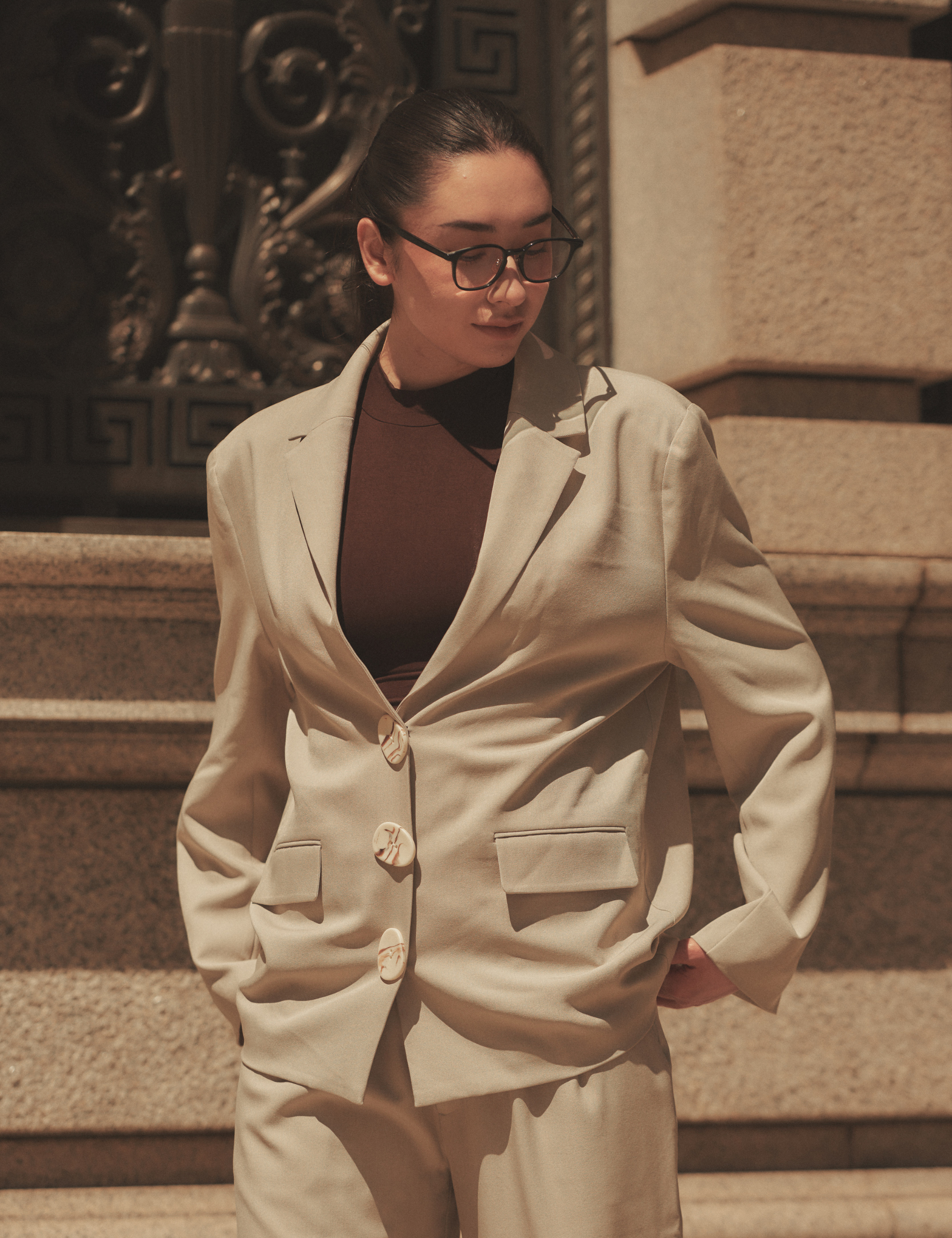 Urban Frame Stone Blazer / 亜麻(sand beige)
