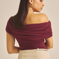 Elegant Draped Padded Top / 葡萄茶(burgundy)
