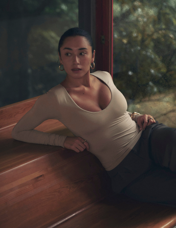 Aurafit V-Line Padded Longsleeve / 亜麻色(greige)