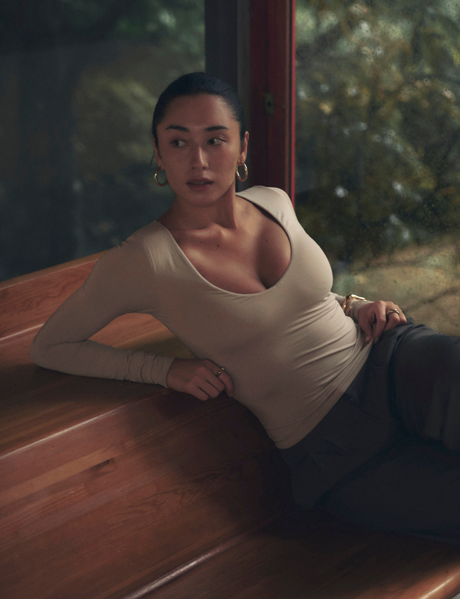 Aurafit V-Line Padded Longsleeve / 亜麻色(greige)