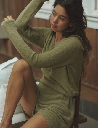 Sunlit Winery Fluffy Knit Rompers / 抹茶(matcha)