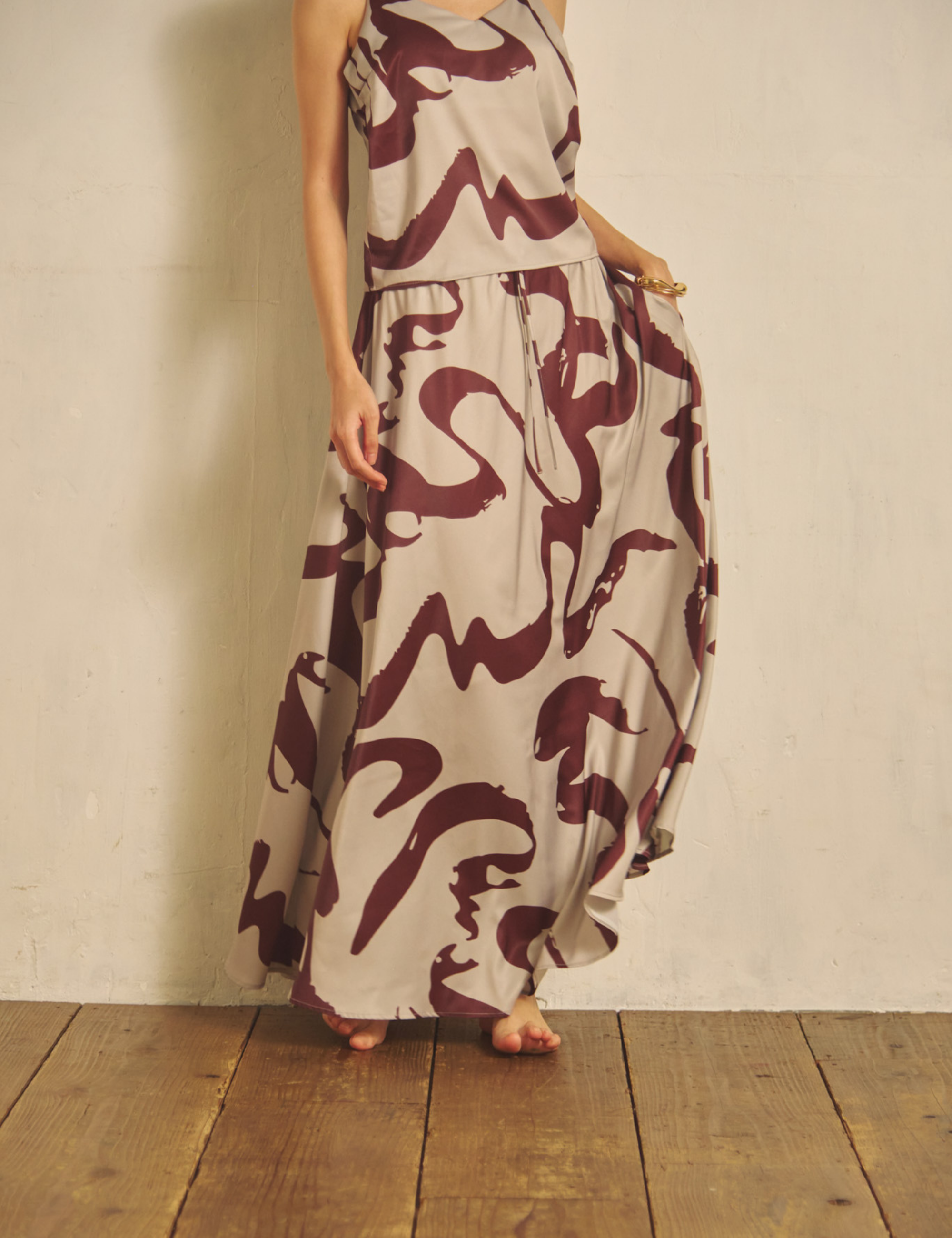 Fude Silky Satin Skirt / Gofun (ivory)