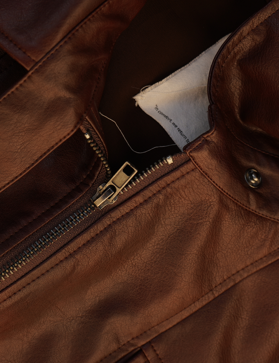 【10月中旬発送】Vegan leather city jacket / 葡萄茶(burgundy)