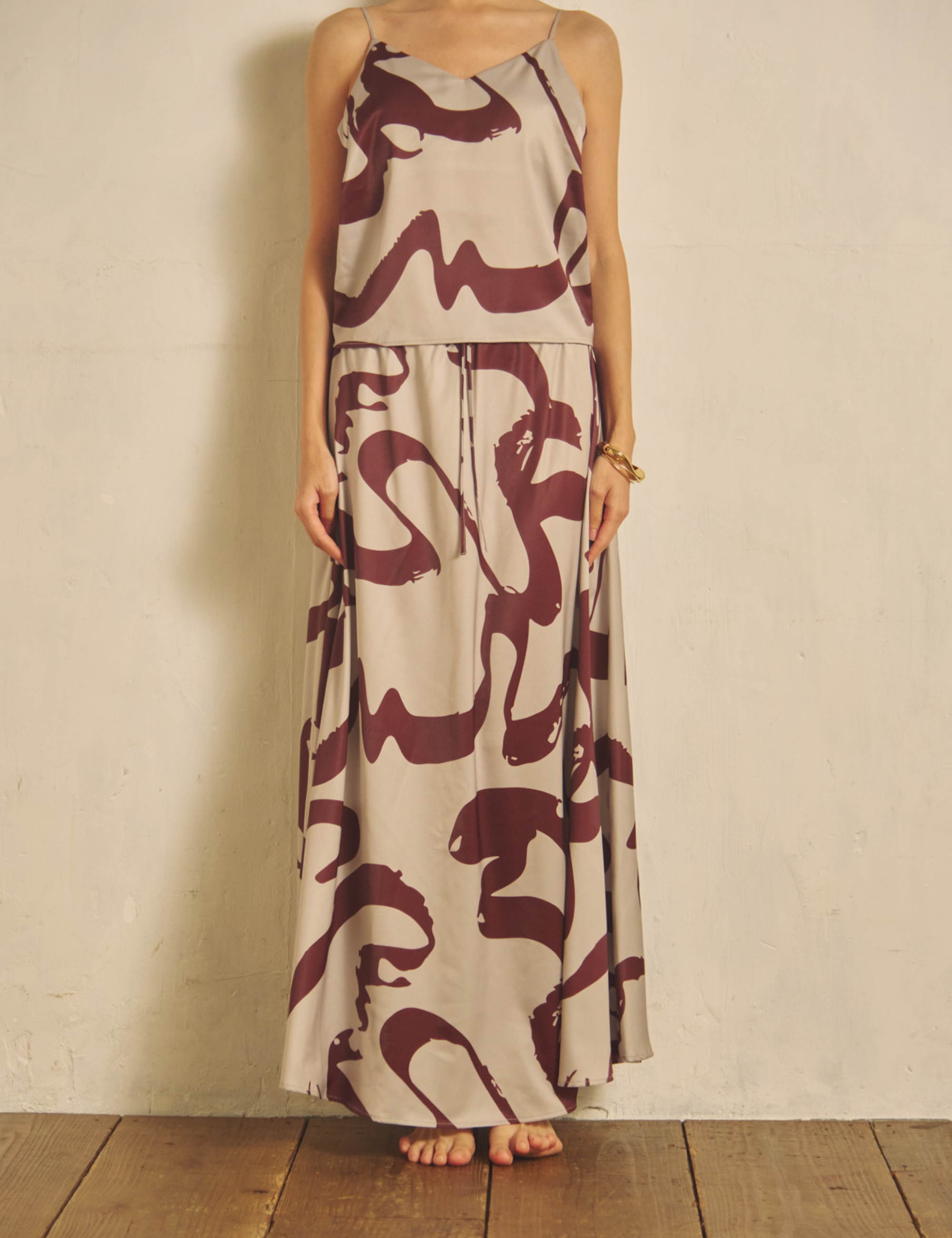 Fude Silky Satin Skirt / Gofun (ivory)