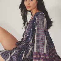 Oriental Silky Kimono Culotte Dress / 濃藍(navy)