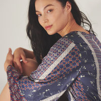 Oriental Silky Kimono Culotte Dress / 濃藍(navy)