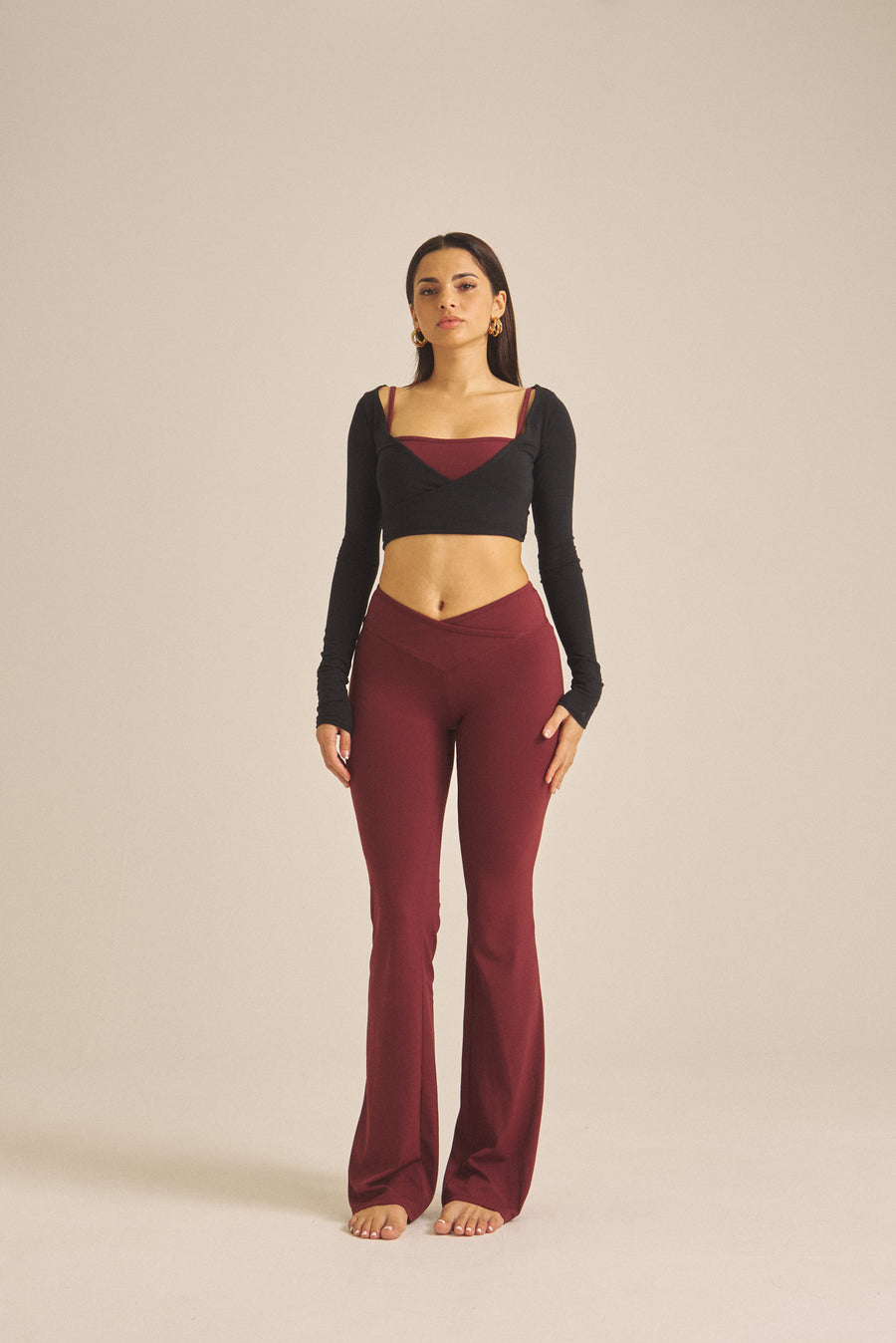 【COMING SOON】Maple Curve Flare Leggings / 葡萄茶(burgundy)
