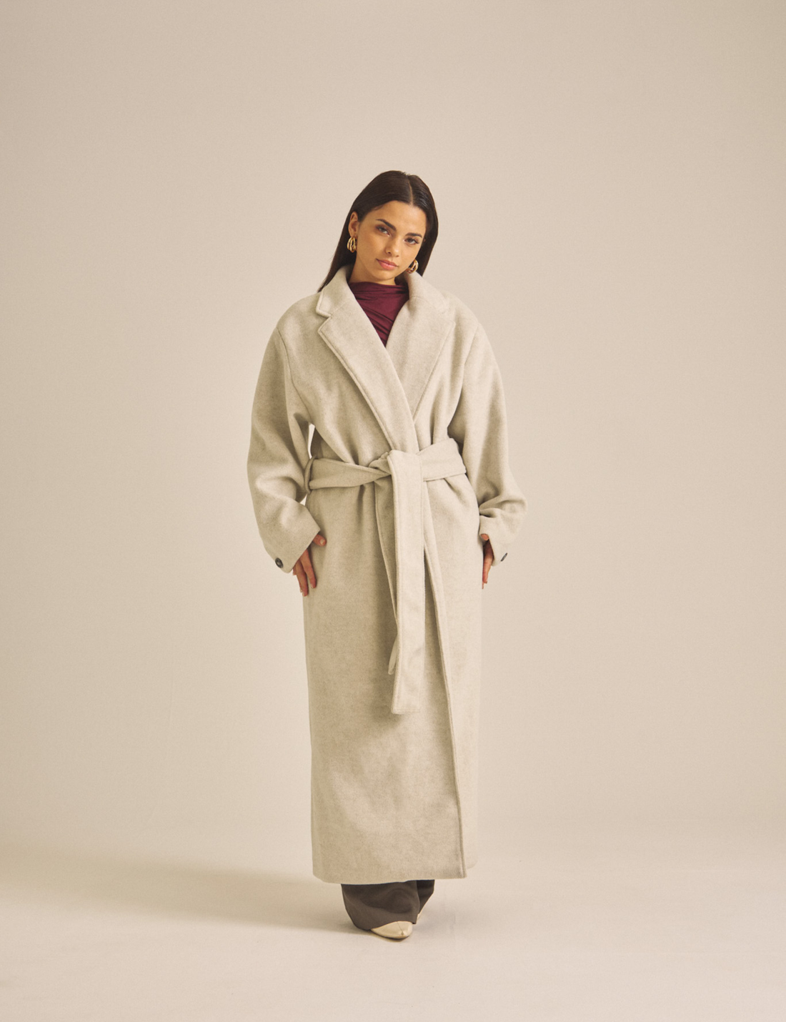 【11月中旬発送】Elegant Kimono Long Coat / 白花(ivory)