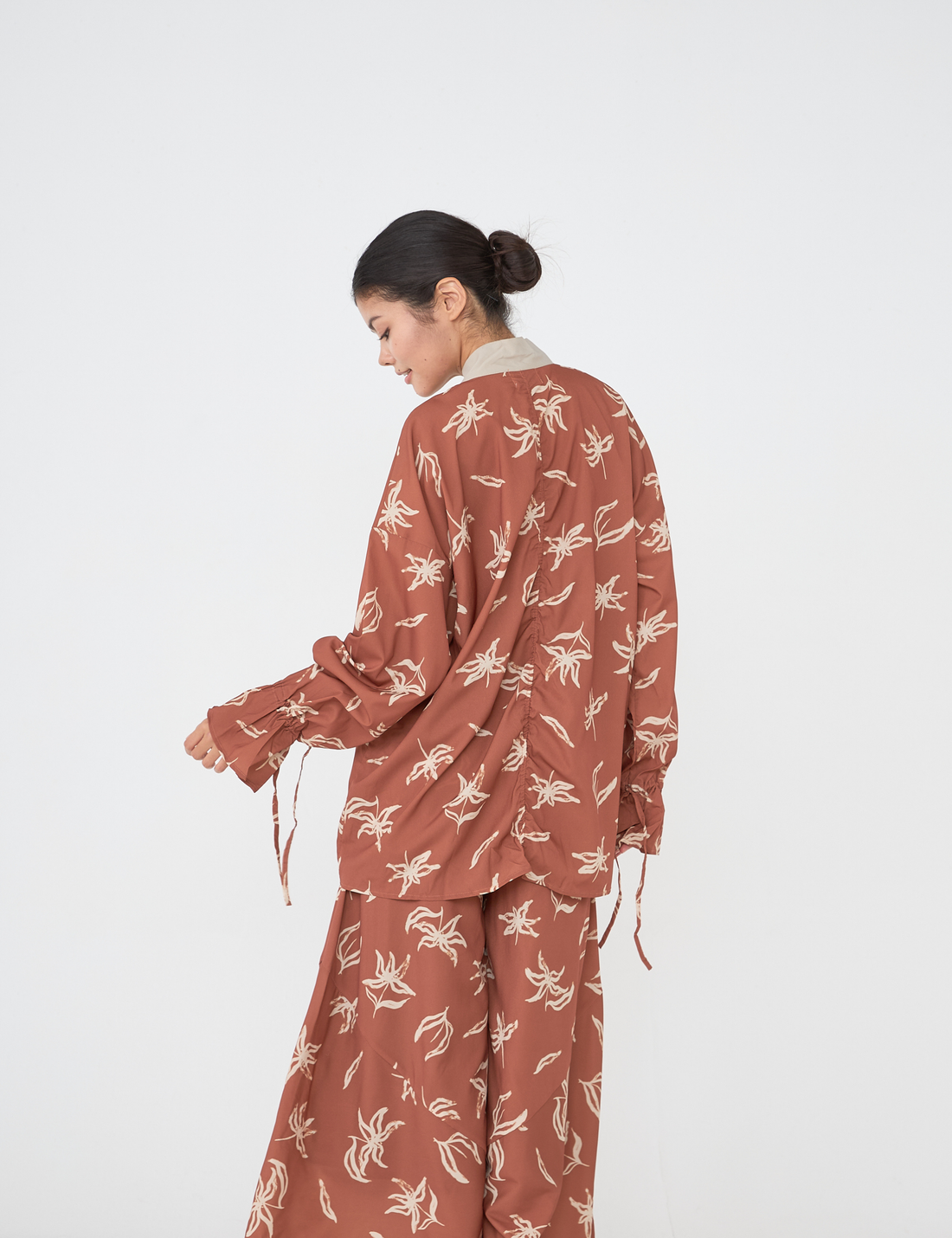 resort long sleeve KIMONO shirt / amber(orange)