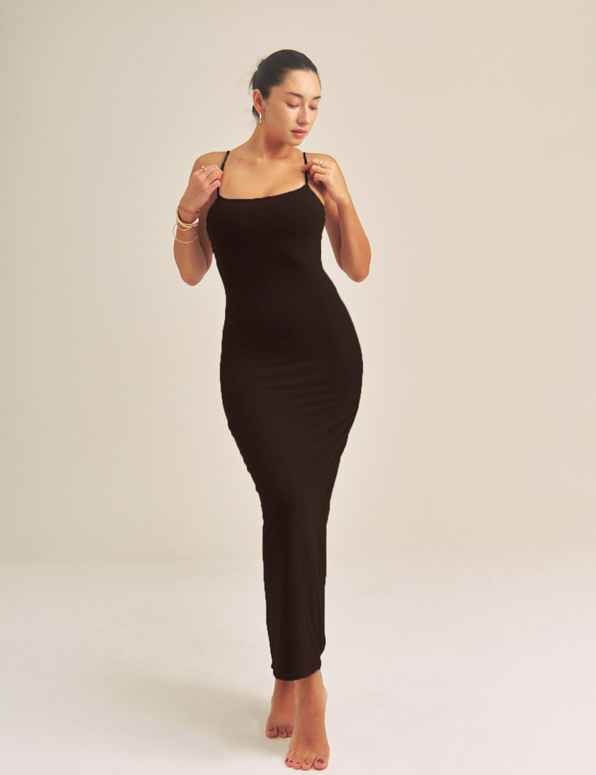 Aura Fit Padded Maxi Camisole Dress / 墨(black) – AMATERASJAPAN