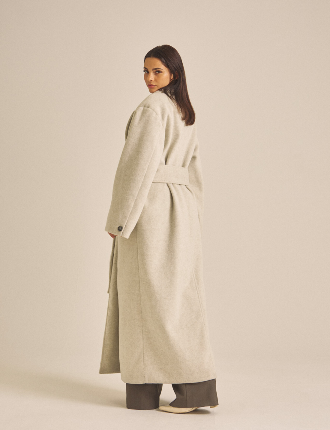 【11月中旬発送】Elegant Kimono Long Coat / 白花(ivory)