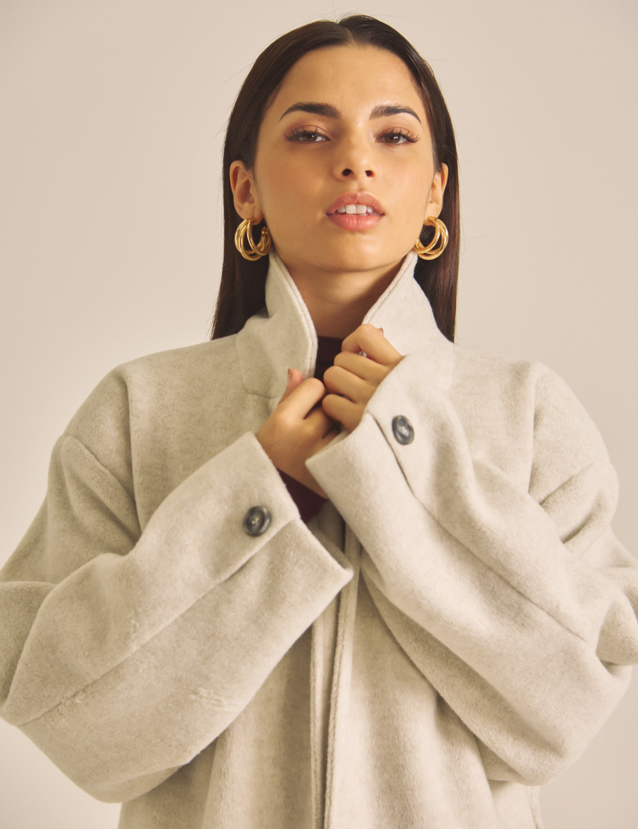 【11月中旬発送】Elegant Kimono Long Coat / 白花(ivory)