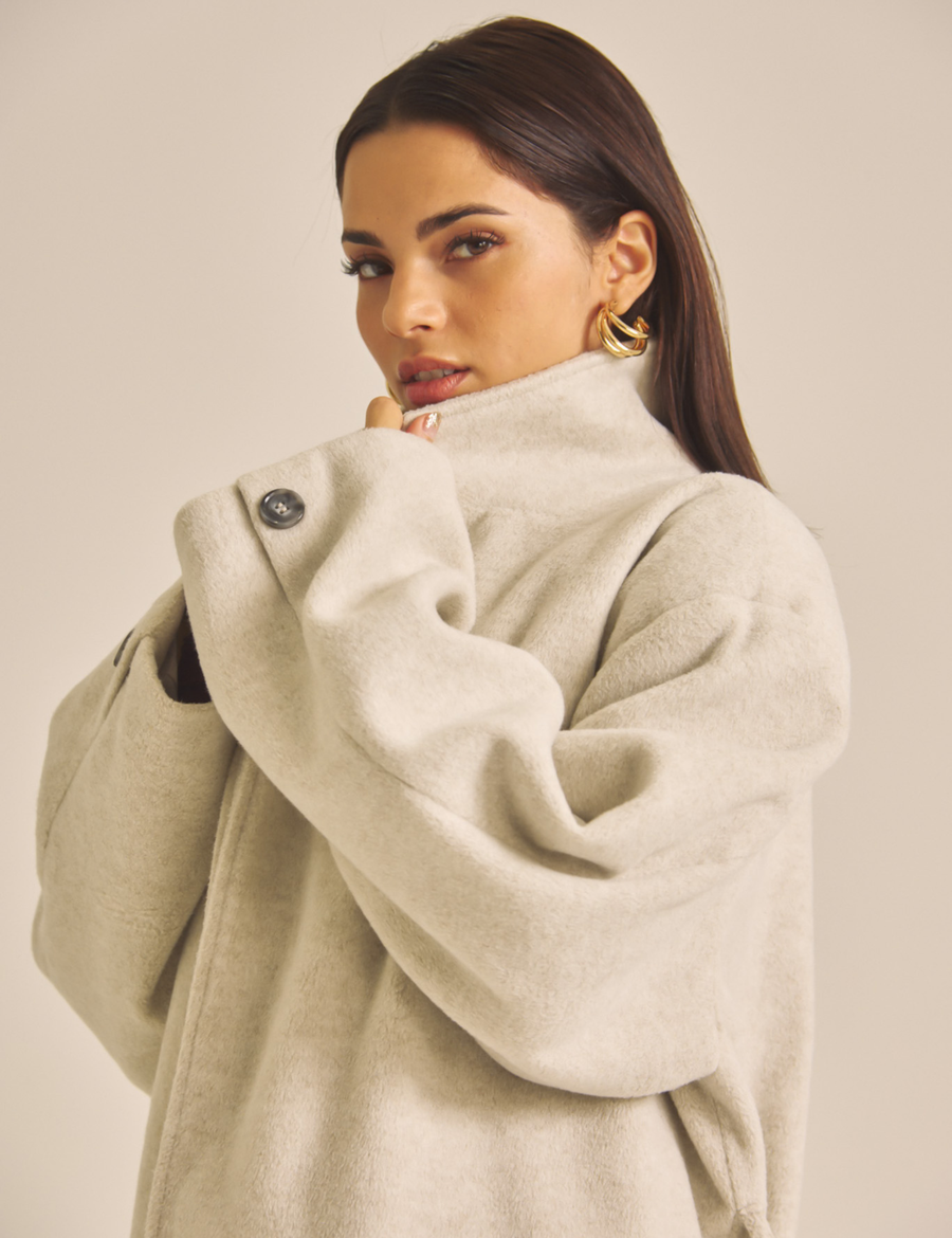 【11月中旬発送】Elegant Kimono Long Coat / 白花(ivory)