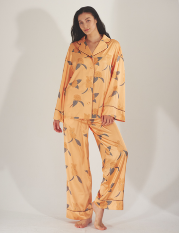 Chic Comfort Satin Pajama Pants / 琥珀(orange)