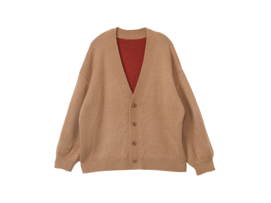 reversible V-neck knit cardigan