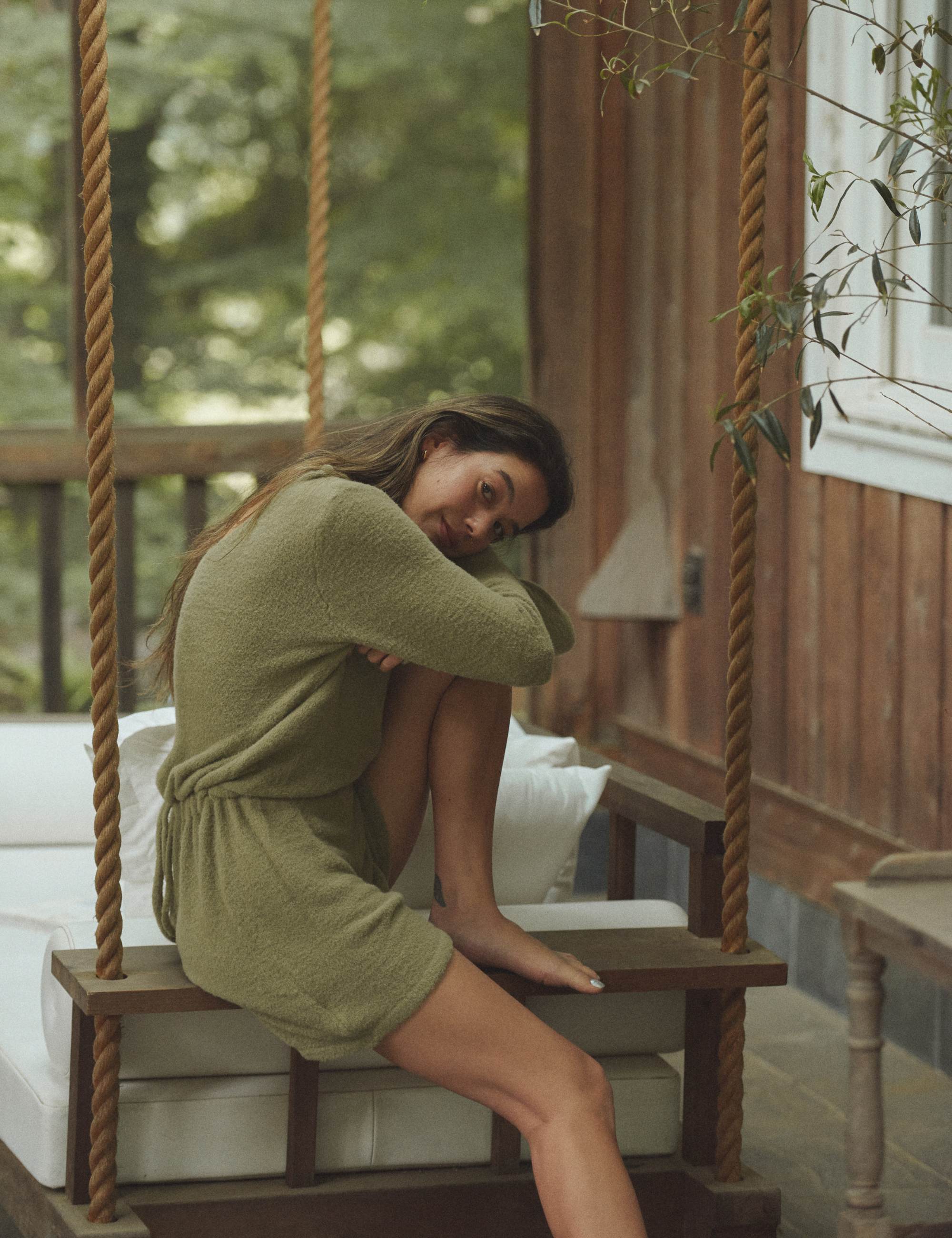 Sunlit Winery Fluffy Knit Rompers / 抹茶(matcha)