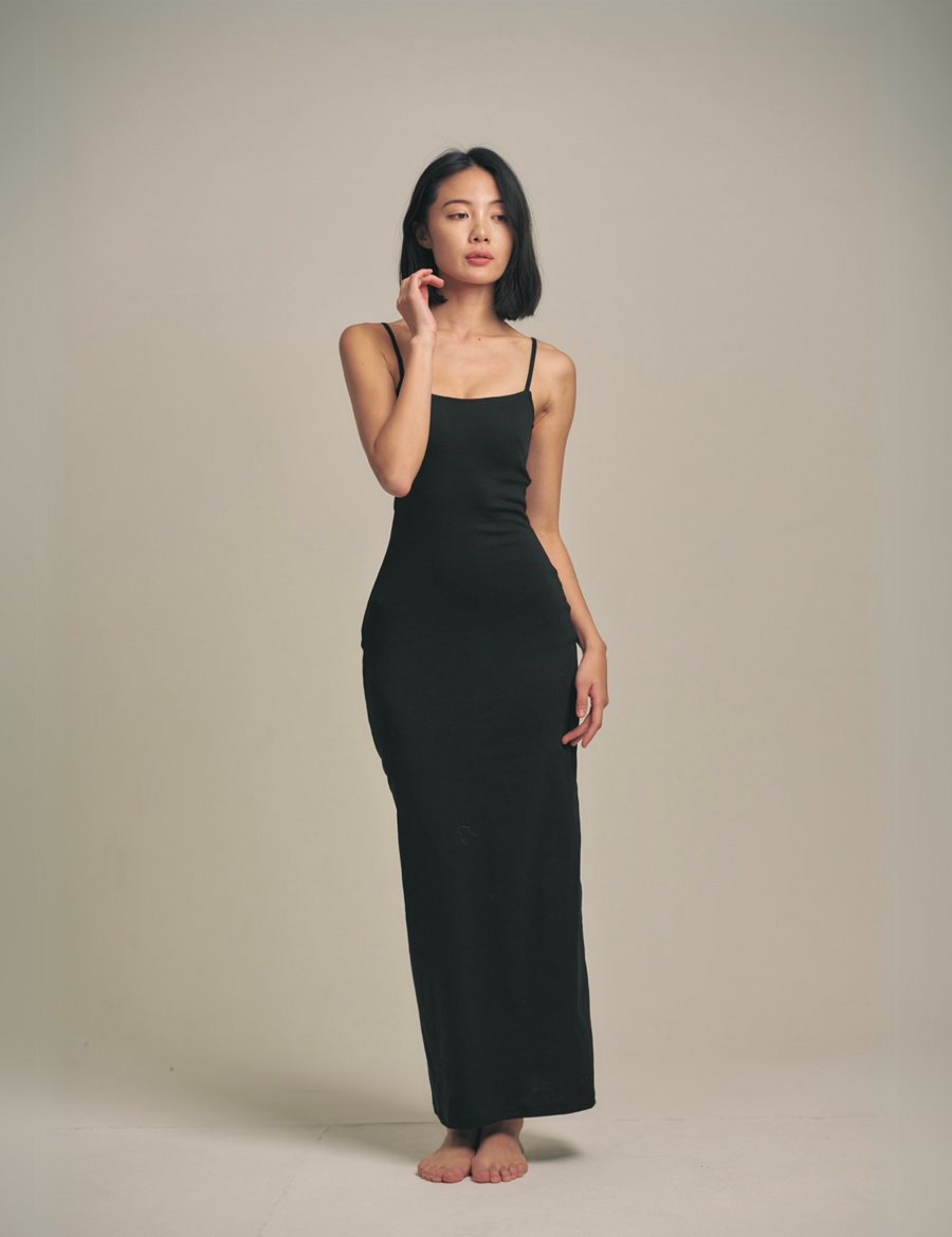 Dreamy×WABISABI style up camisole dress / 墨(black)