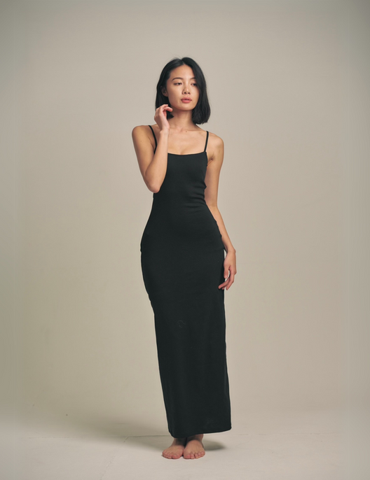 Dreamy×WABISABI style up camisole dress / 墨(black)
