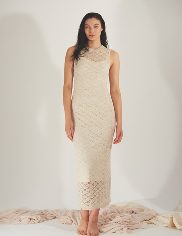 Ocean Breeze Elegant Knit Dress / 胡粉(off white)