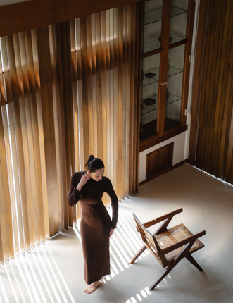 AuraFit Padded Maxi Dress / 枯茶(brown)