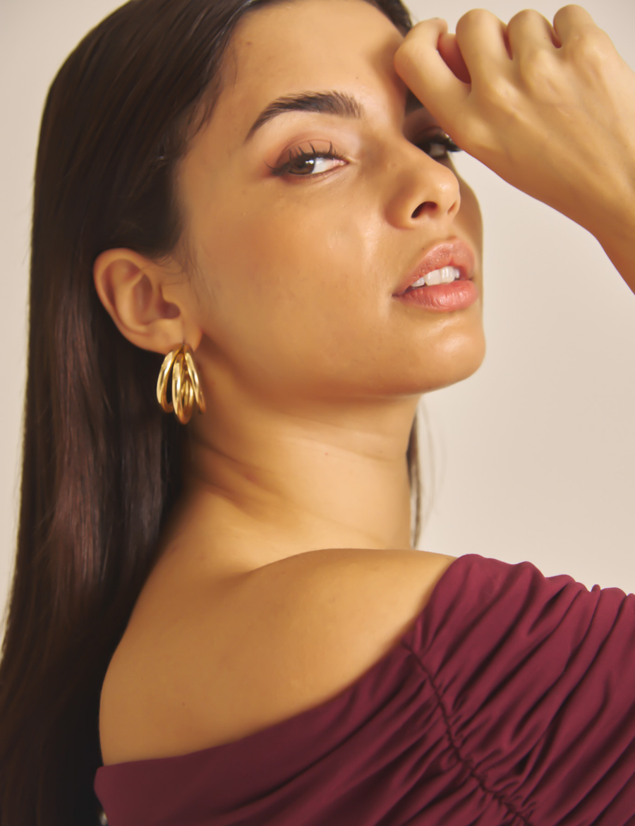 Elegant Draped Padded Top / 葡萄茶(burgundy)