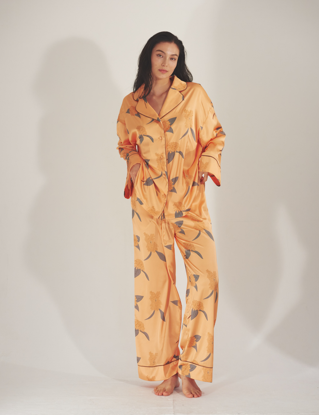 Chic Comfort Satin Pajama Pants / Amber(orange)