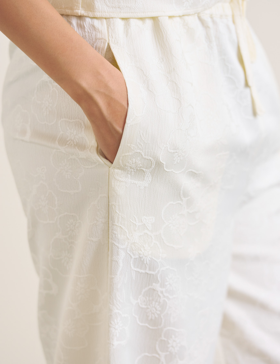 Soft Terra Satin Pants / 白花(ivory)