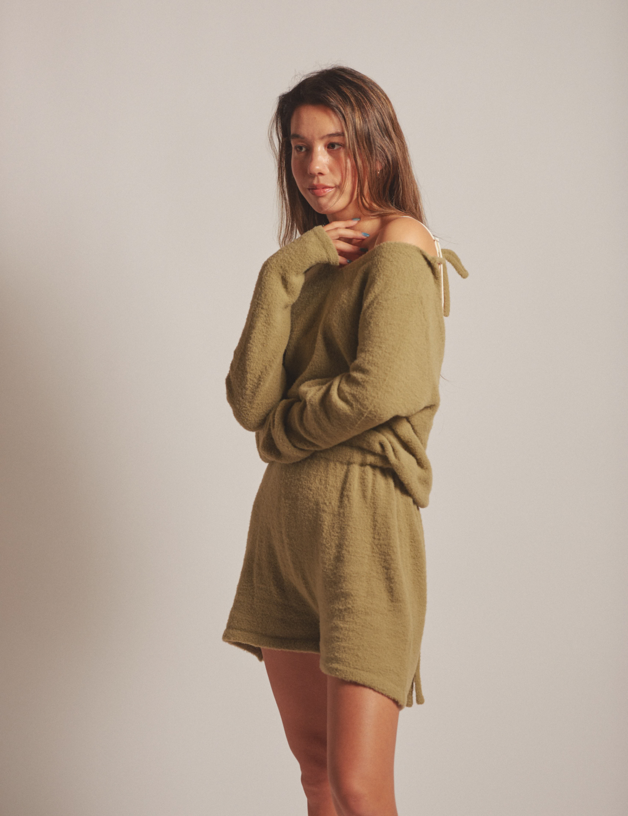 Sunlit Winery Fluffy Knit Rompers / 抹茶(matcha)