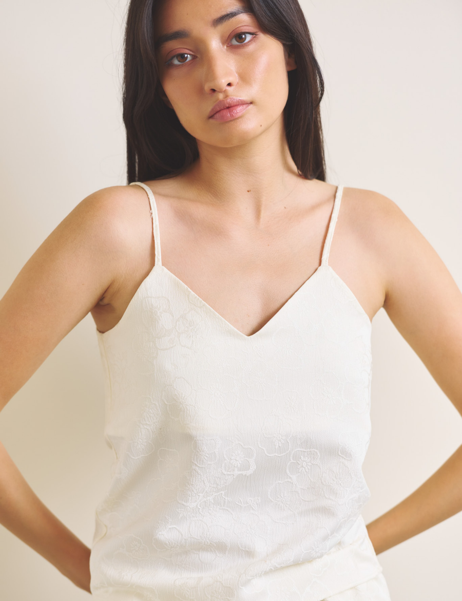 Soft Terra Satin Camisole / 白花(ivory)