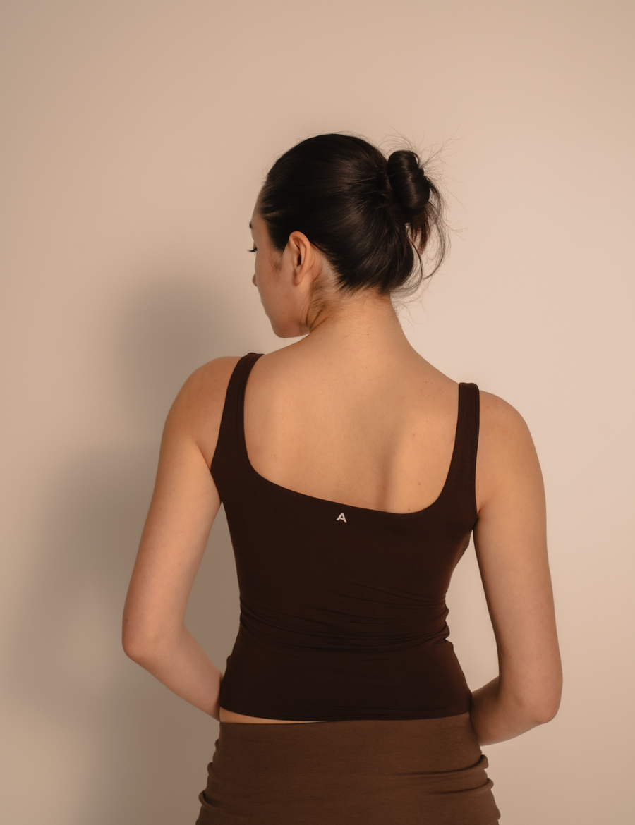 AuraFit Elegant Padded Tank / 枯茶(brown)