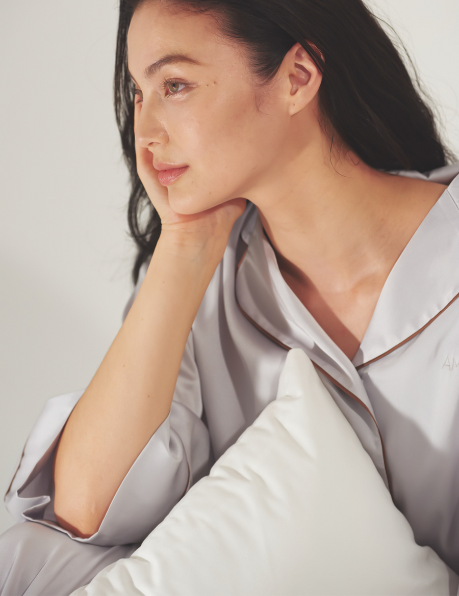Chic Comfort Satin Pajama Shirt / Jun(greige)