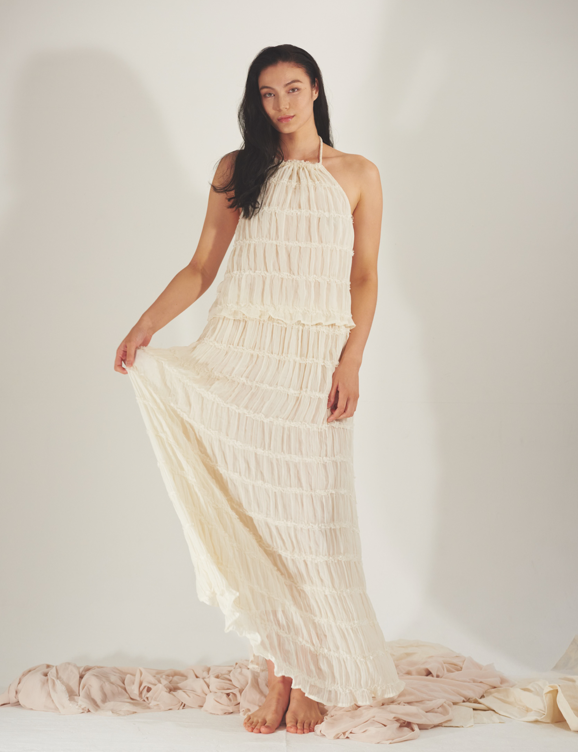 Ocean Breeze Elegant  Chiffon Skirt / 胡粉(off white)