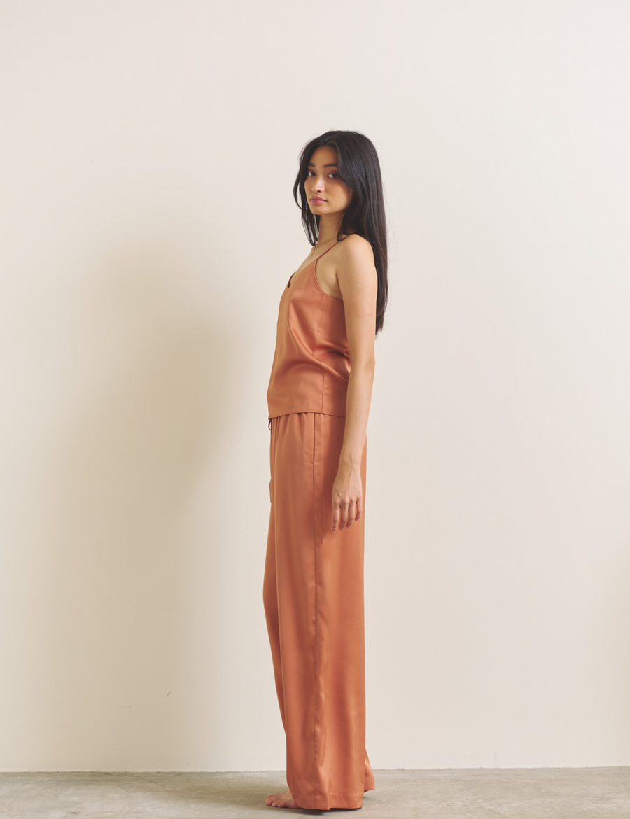Soft Terra Satin Pants / 琥珀(orange)