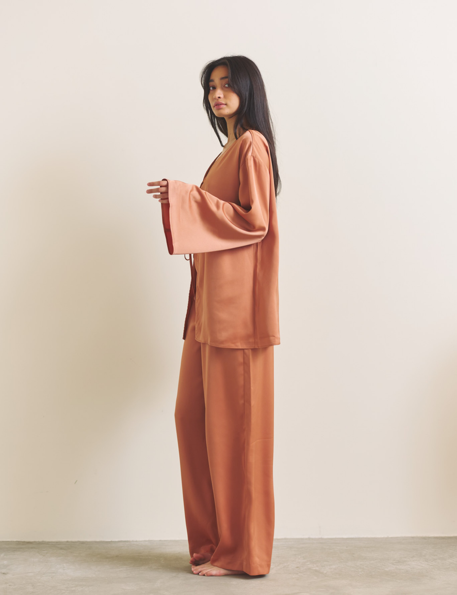 Soft Terra Satin Haori / 琥珀(orange)