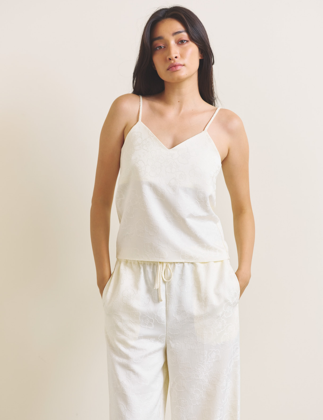 Soft Terra Satin Camisole / 白花(ivory)
