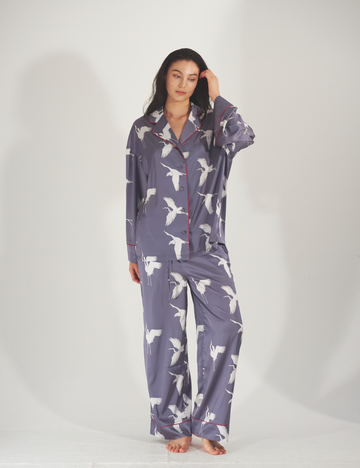 Chic Comfort Satin Pajama Pants / 薄墨(gray)