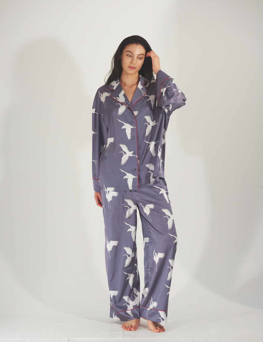 Chic Comfort Satin Pajama Pants / Gray