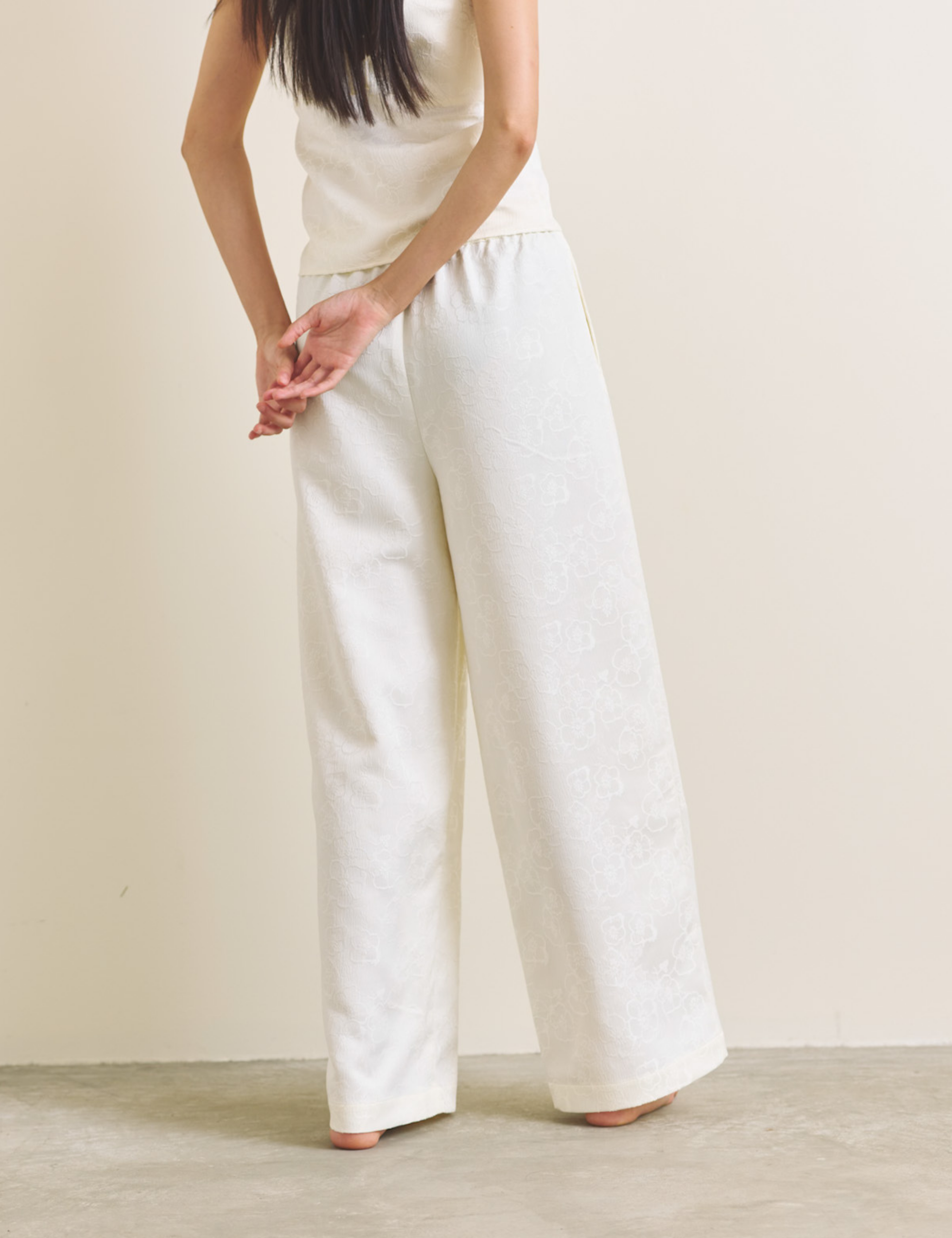 Soft Terra Satin Pants / 白花(ivory)