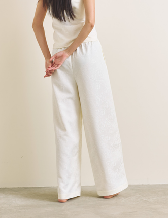 Soft Terra Satin Pants / 白花(ivory)