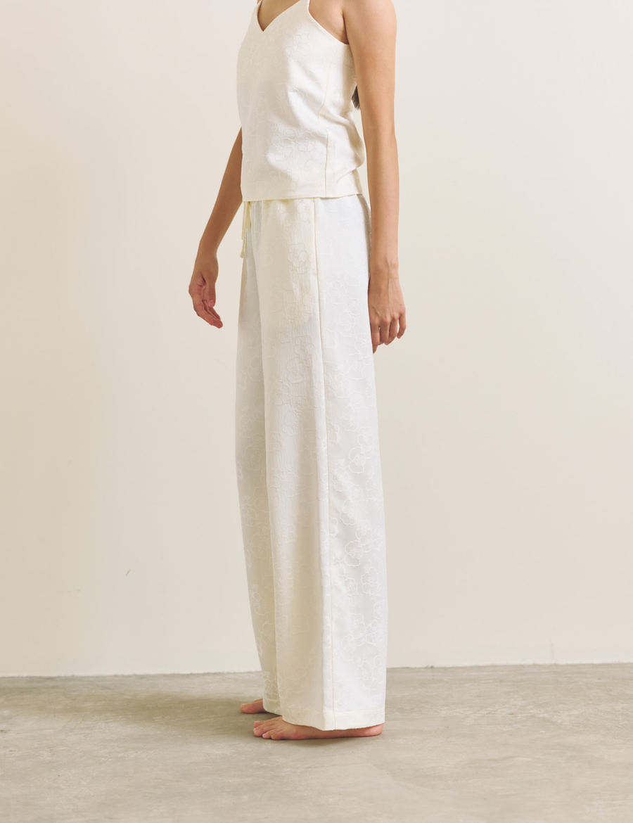 Soft Terra Satin Pants / 白花(ivory)