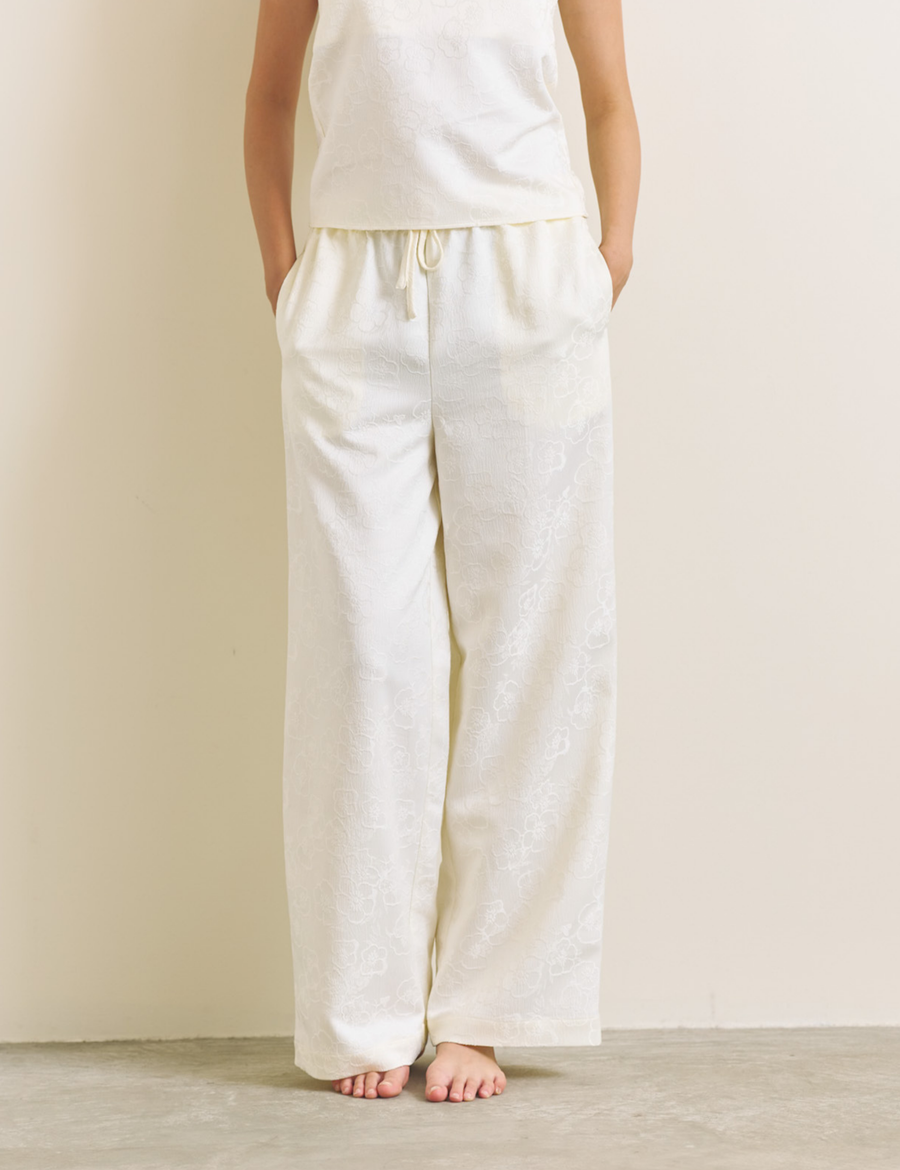 Soft Terra Satin Pants / 白花(ivory)