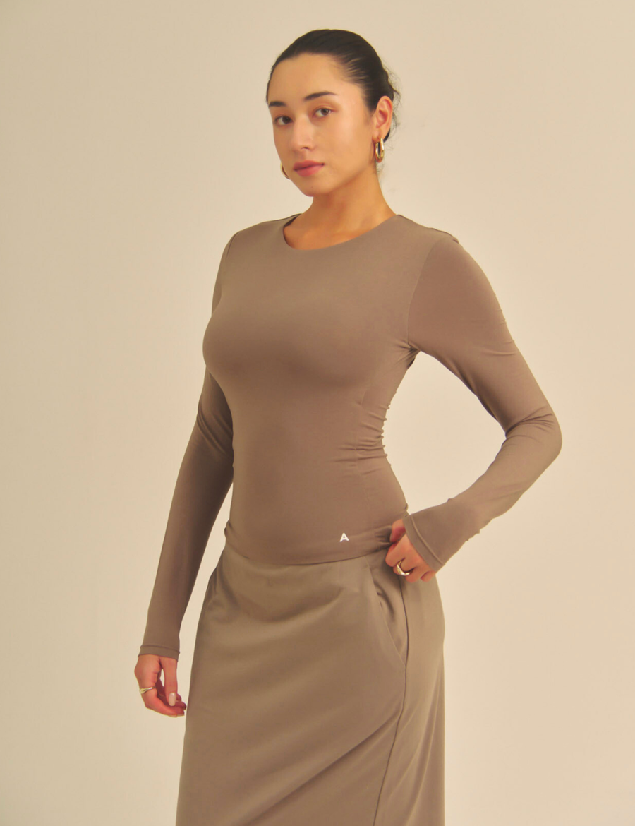 【COMING SOON】Aurafit Padded Long Sleeve Top / 紫鼠(charcoal)