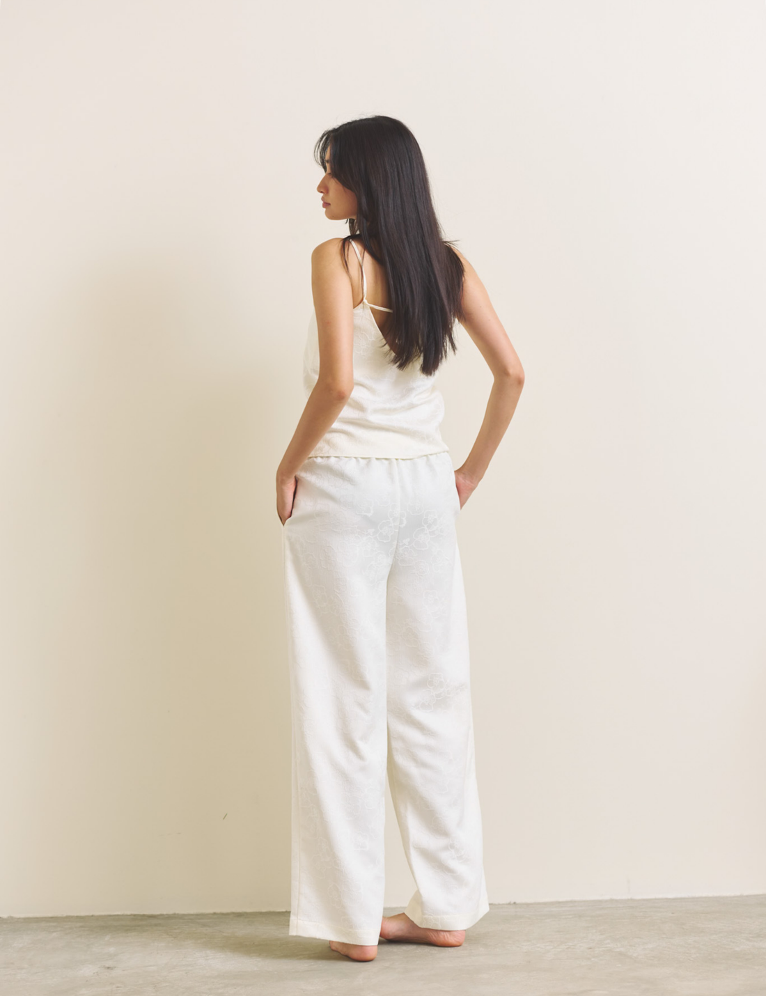Soft Terra Satin Pants / 白花(ivory)