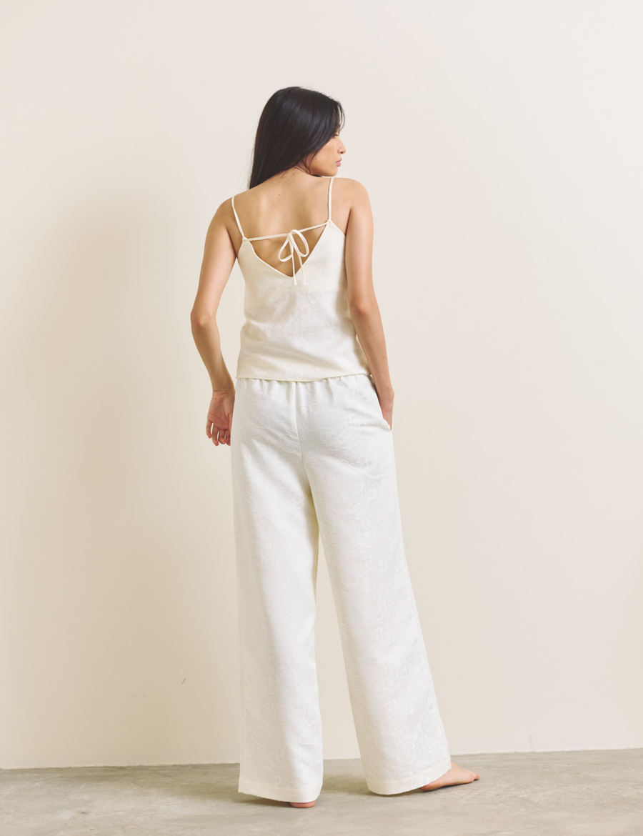 Soft Terra Satin Pants / 白花(ivory)