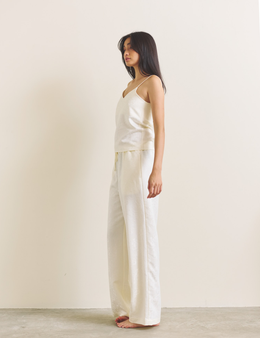 Soft Terra Satin Pants / 白花(ivory)