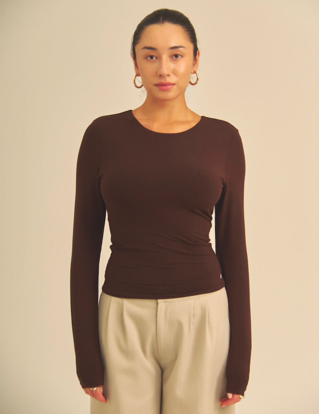 【COMING SOON】Aurafit Padded Long Sleeve Top / 焦茶(dark brown)