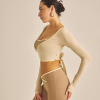【COMING SOON】Amber Soft Wrap Cardigan / 白茶(beige)