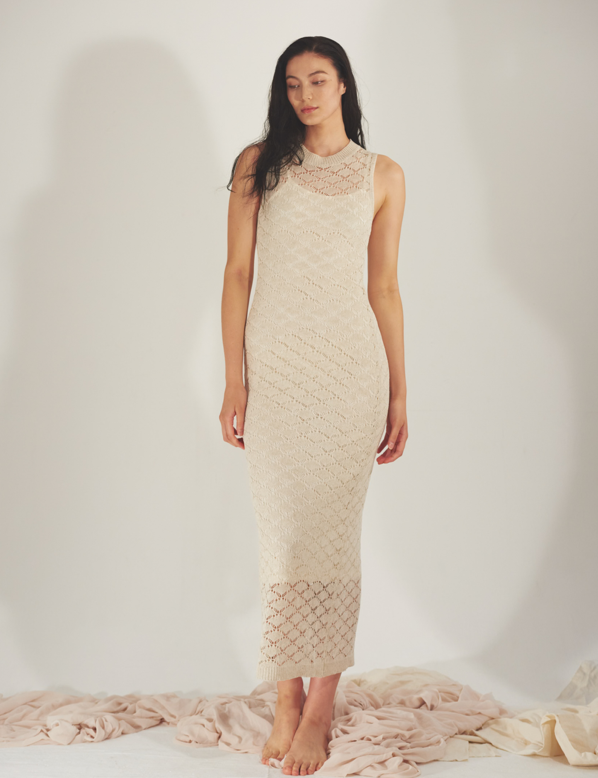 Ocean Breeze Elegant Knit Dress / 胡粉(off white)