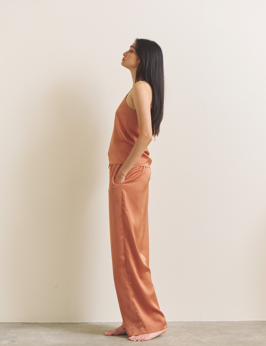 Soft Terra Satin Pants / 琥珀(orange)
